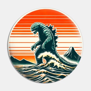 Godzilla's Retro Rampage: Vintage Godzilla T-Shirt Pin