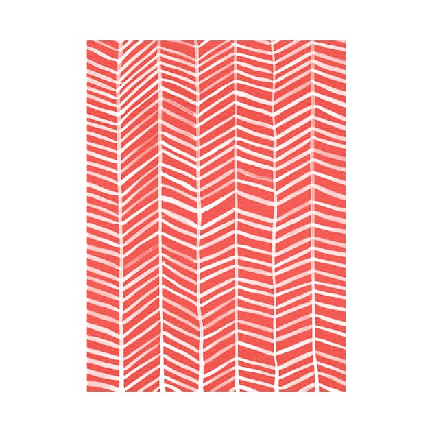 Herringbone Coral White by CatCoq