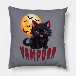 Vampurr the Cute Goth Vampire Kitty Pillow