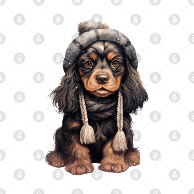 Winter English Cocker Spaniel Dog by Chromatic Fusion Studio