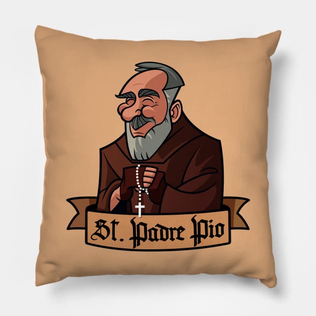 Padre Pio Pillow by JBaeza