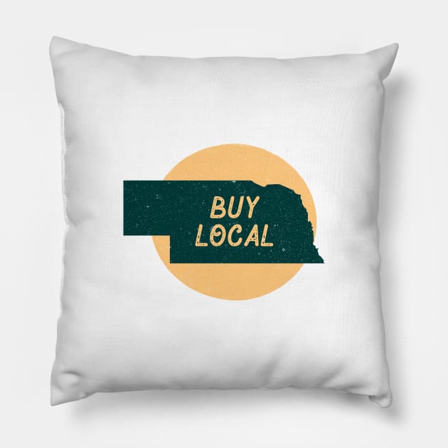 Buy Local Nebraska Vintage Pillow by Commykaze