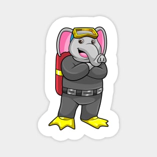 Elephant as Diver with Diving goggles Magnet