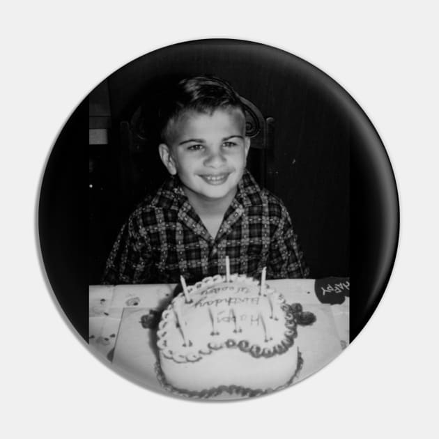 Happy Birthday B&W Vintage Pin by SteveW50