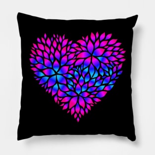 Purple Blue Flower Pattern Heart Pillow