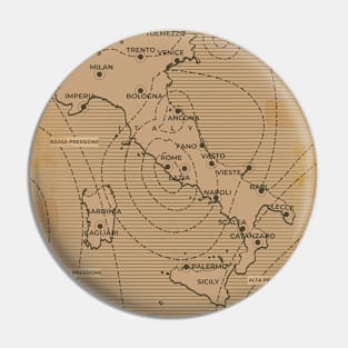 Vintage weather map of Italy Pin