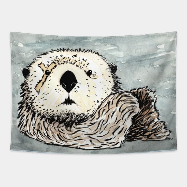 Y-EYE OTTER Tapestry by Figbar Lonesome