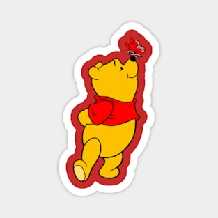 Yellow Bear with Awareness Ribbon Butterfly (Red) Magnet