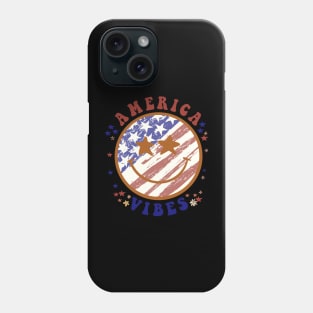 America Happy Face Smile American Flag 4th Of July Phone Case