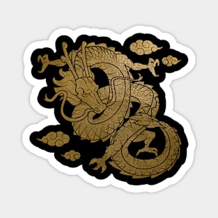 Gold Chinese Dragon Asian Tradition Tattoo Style Magnet