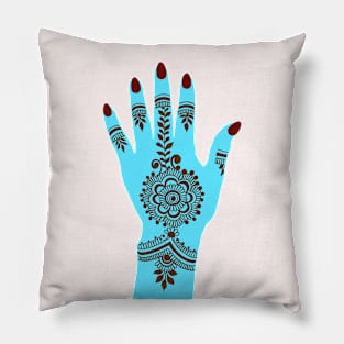 Brown Henna on Fantasy Blue Hand Pillow