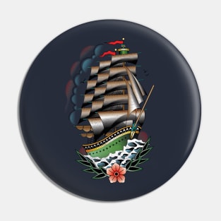 Traditional Tattoo Ship Pin