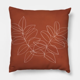 Boho Terracotta, Line Art, Botanical 2 Pillow