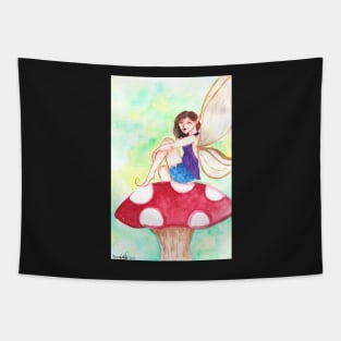 Woodland Fairy on a Toadstool Tapestry