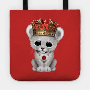 Cute Royal White lion Wearing Crown Tote