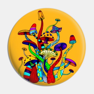 Colorful Mushroom Vintage Art Pin