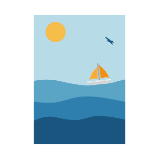 Summer Sailboat on Ocean Waves T-Shirt