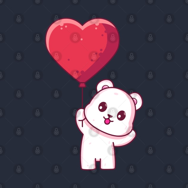 Cute polar bear holding love balloon by Ardhsells