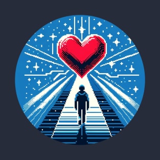 8-Bit Heart Adventure - Retro Pixel Love Quest Design T-Shirt