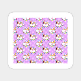 Star Moon and Cloud Polk-a-dot Pattern Magnet