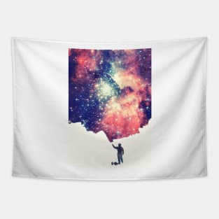 Painting the universe (Colorful Negative Space Art) Print Tapestry