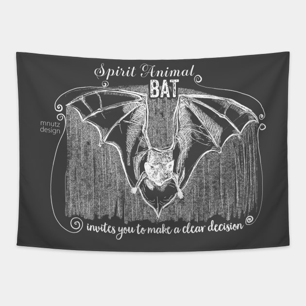 Spirit animal Bat white Tapestry by mnutz