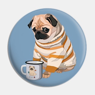 Cute pug & mug Pin