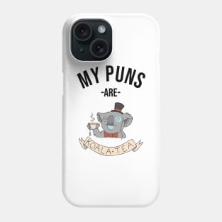 my puns are koala tea black Phone Case