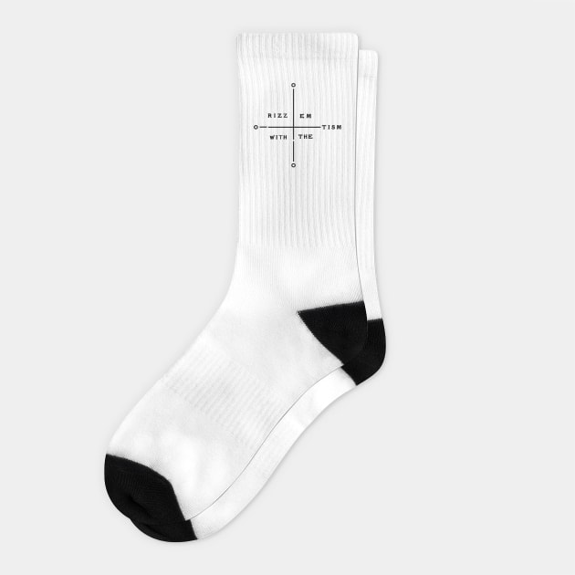 Rizz Em With The Tism Minimalistic Single Black Line Socks by TEENIE DESIGN