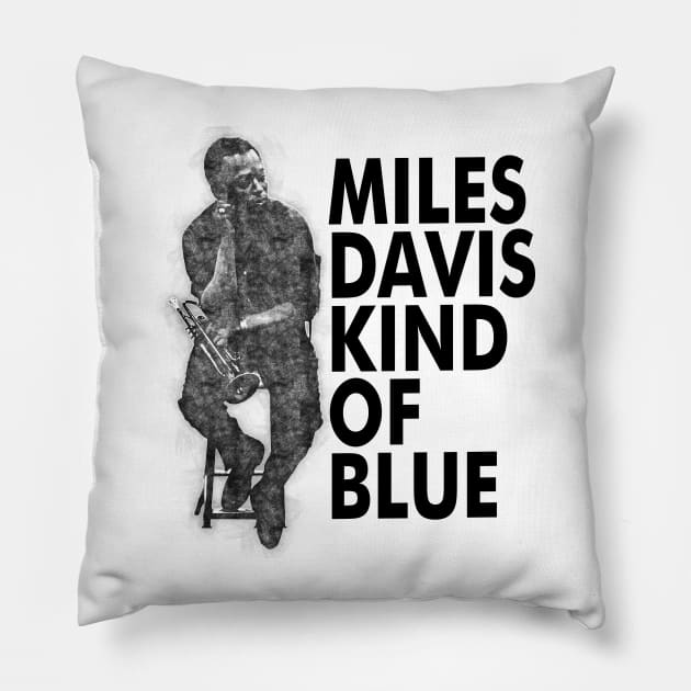 90s Miles Davis Kind Of Blue Pillow by Sentra Coffee