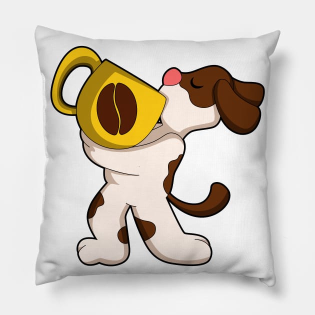 Dog with Cup of Coffee Pillow by Markus Schnabel