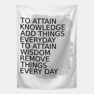 To attain knowledge, add things everyday. To attain wisdom, remove things every day Tapestry