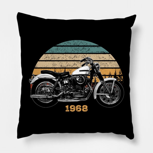 1968 Harley-Davidson XLCH Vintage Motorcycle Design Pillow by Madisen Harvey