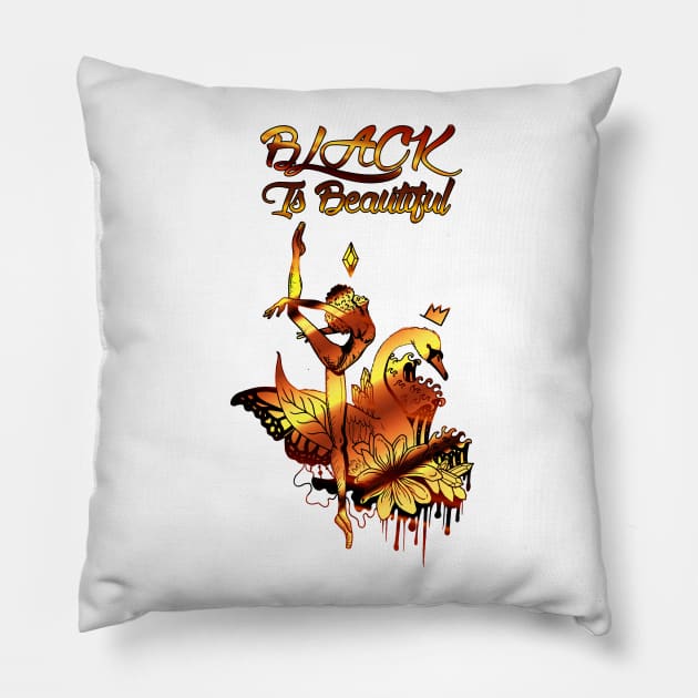 Gold Dancing Beauty - Black Is Beautiful Pillow by kenallouis