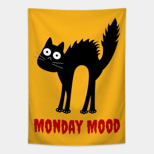 Monday Mood Black Cat Tapestry