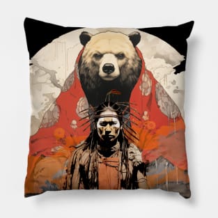 National Native American Heritage Month: The Bear Spirit Animal on a Dark Background Pillow