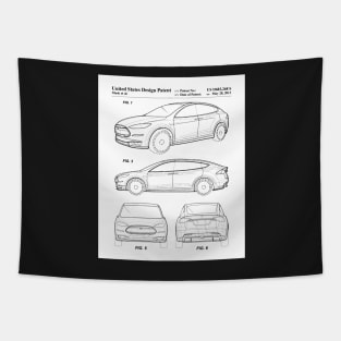 Tesla Model S Patent - Tesla Art - Black And White Tapestry