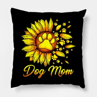 Funny Cute Dog Mom With Dog Paws Sunflower Mothers Day Girl Pillow