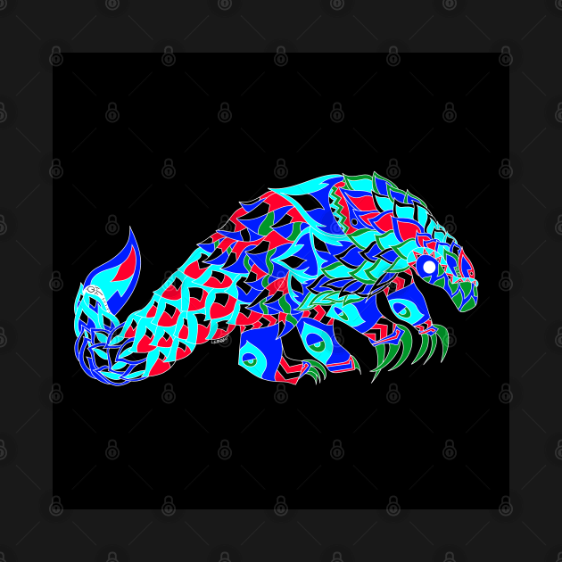 pangolin armored in kawaii pattern ecopop by jorge_lebeau