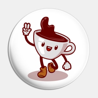 Coffee cup cartoon character Pin