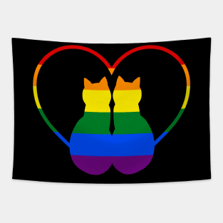 Couple Cat Love LGBT Pride Month Tapestry