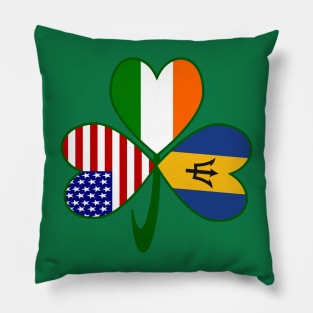 Barbados Ireland USA Flags Shamrock Pillow