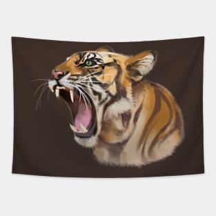Roaring Tiger Face Tapestry