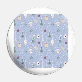 Rustic Pastel Colors Christmas Tree Stars and Hearts Pattern Pin