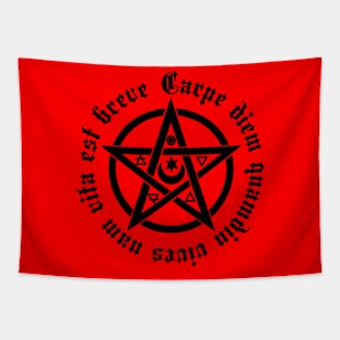 Pentagram "Carpe diem quamdiu vives nam vita est breve" Tapestry