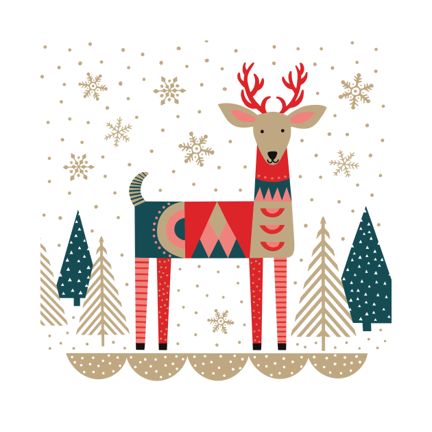 Holiday Reindeer with geometric shapes by missmewow