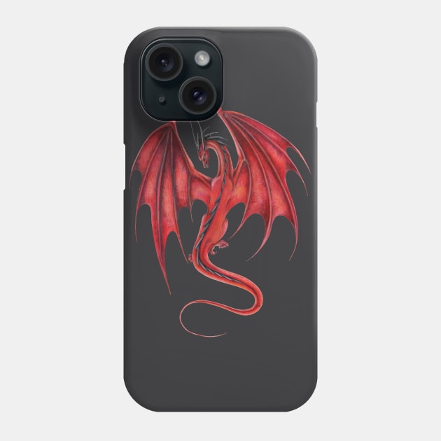 Flying Red Dragon with Wings Spread Phone Case by Sandra Staple