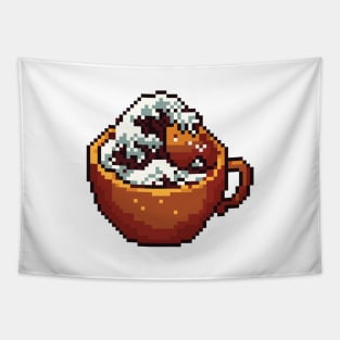 Great Wave Off Coffee Pixel Art Tapestry