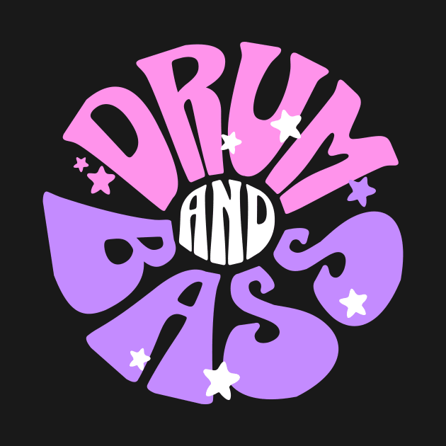 DRUM AND BASS  - Y2K Font Flower (white/pink/purple) by DISCOTHREADZ 