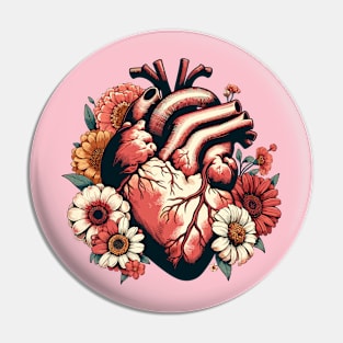 Heart with flowers Pin